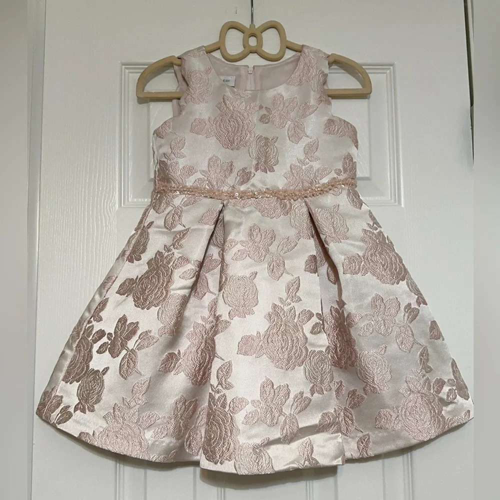 Bonnie Jean Light Pink Floral Jacquard Dress